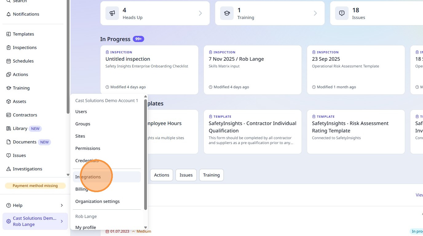 Screenshot of SafetyCulture organization interface